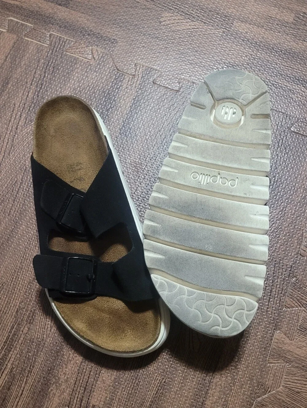 Birkenstocks Arizona Papillio Chunky Suede Leather Sandals In black Sz 10  EU 41